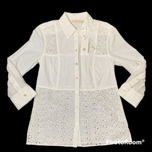 NWT Tory Burch White Eyelet Women’s Blouse Top MSRP $348 Size 2